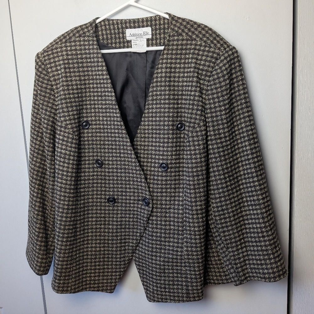 ADDITION ELLE Women Blazer Vintage Plus Size Color Brown And Beige Size 22